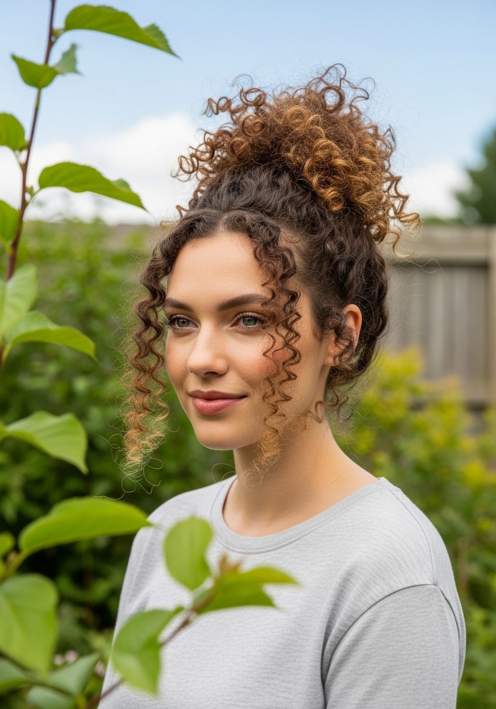 Curly High Bundle Hairstyle