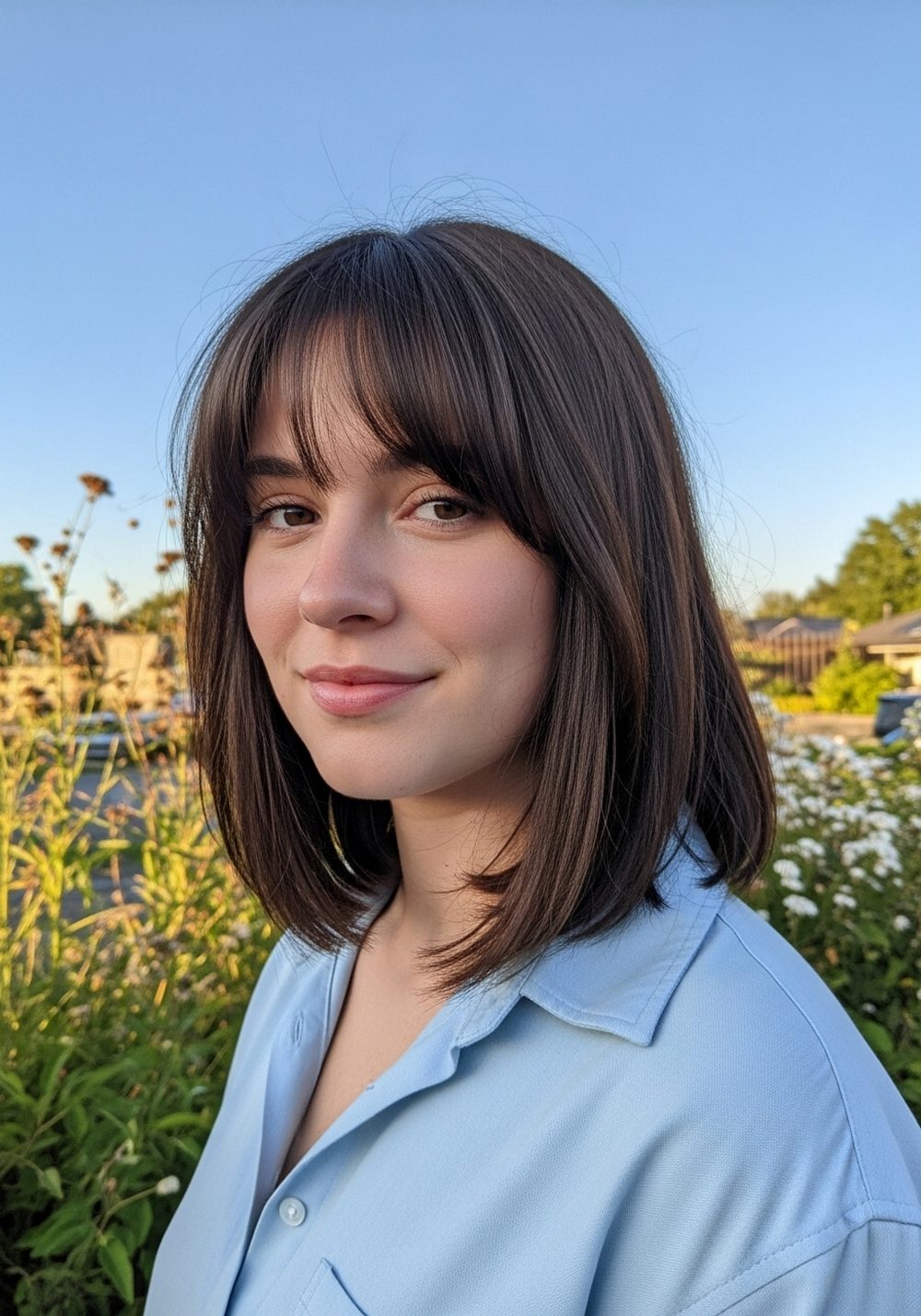 Curtain Bang Lob Hairstyle