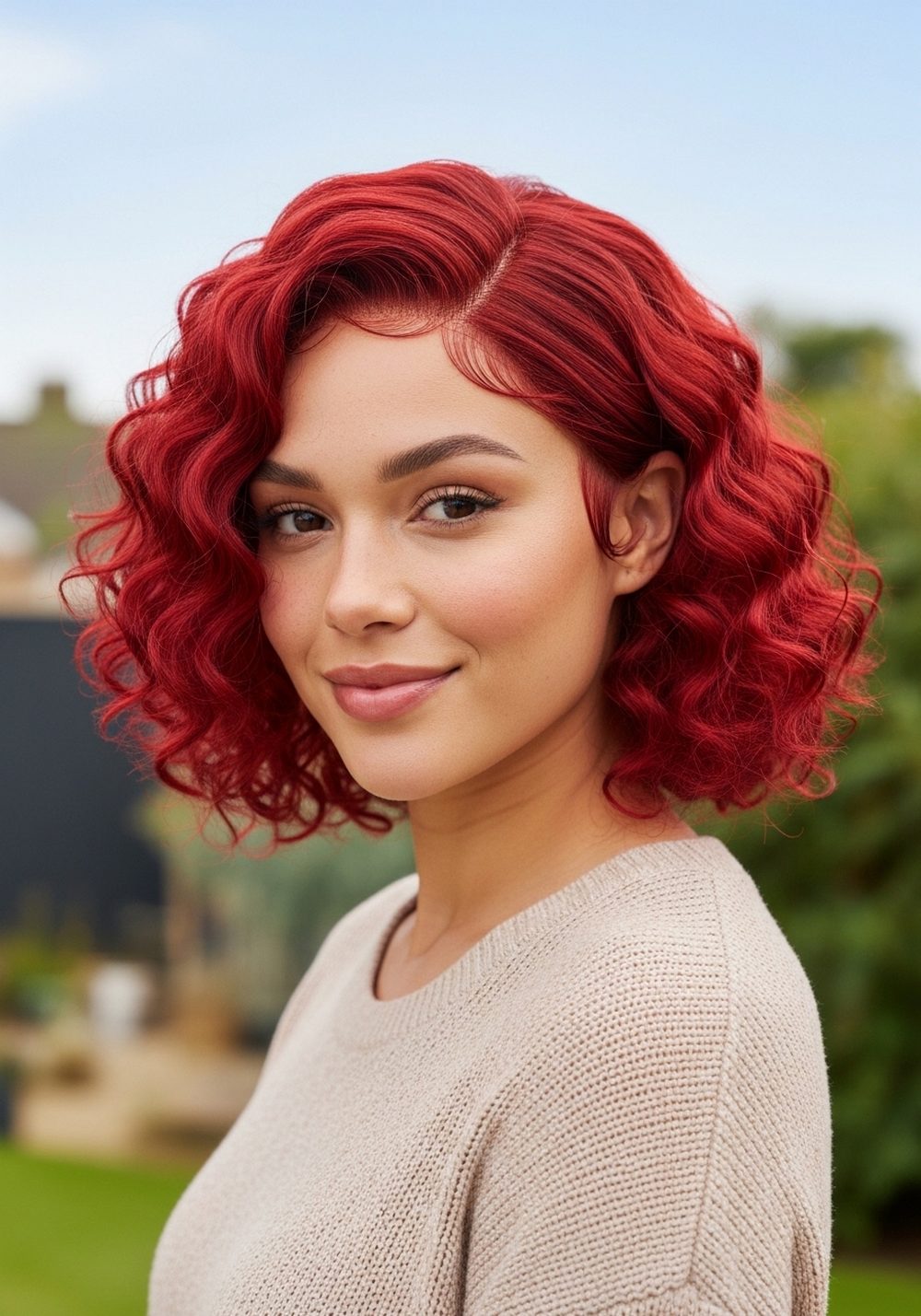 Deep Side Part Curls Hairstyle