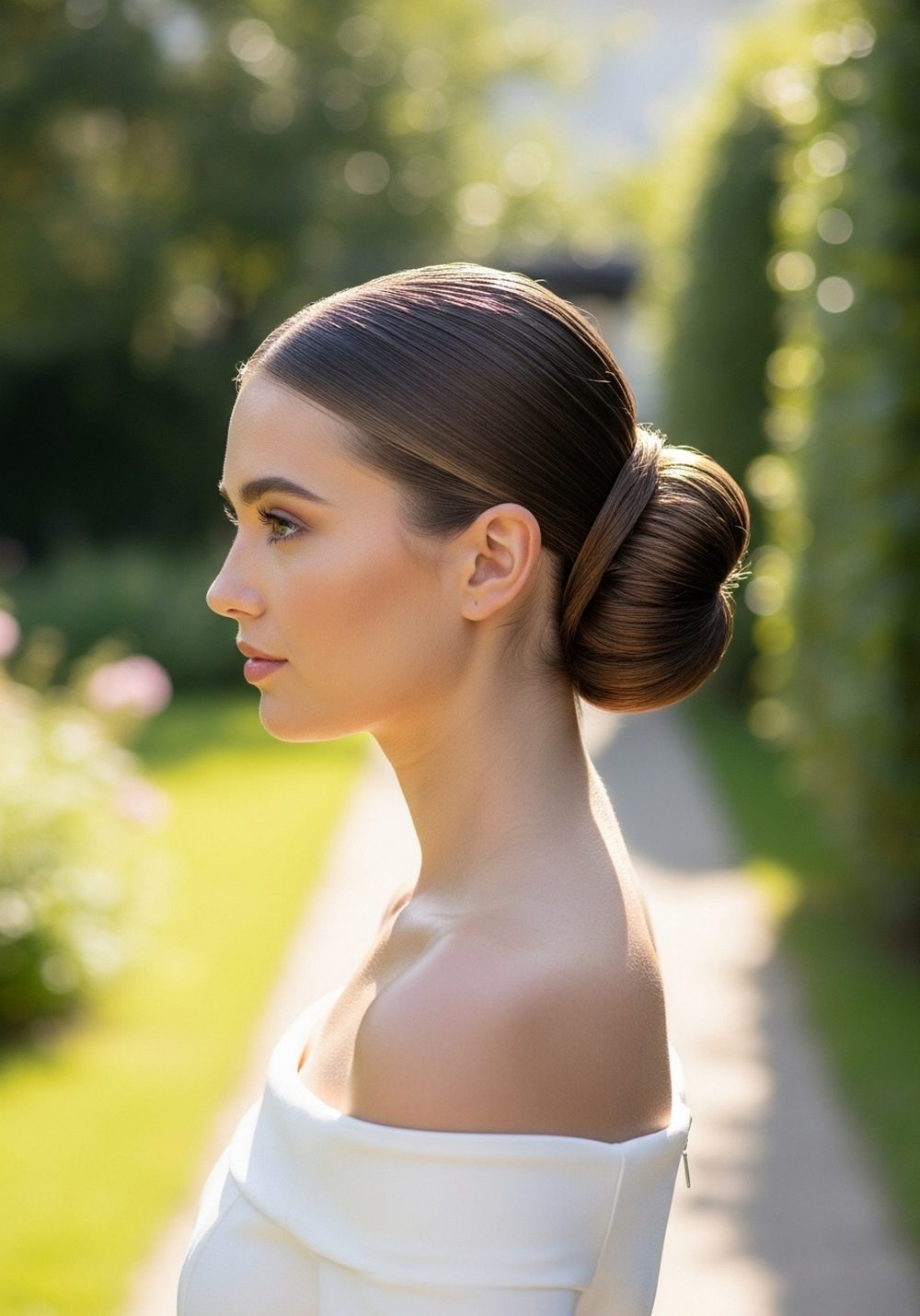 Elegant Low Chignon Bundle Hairstyle