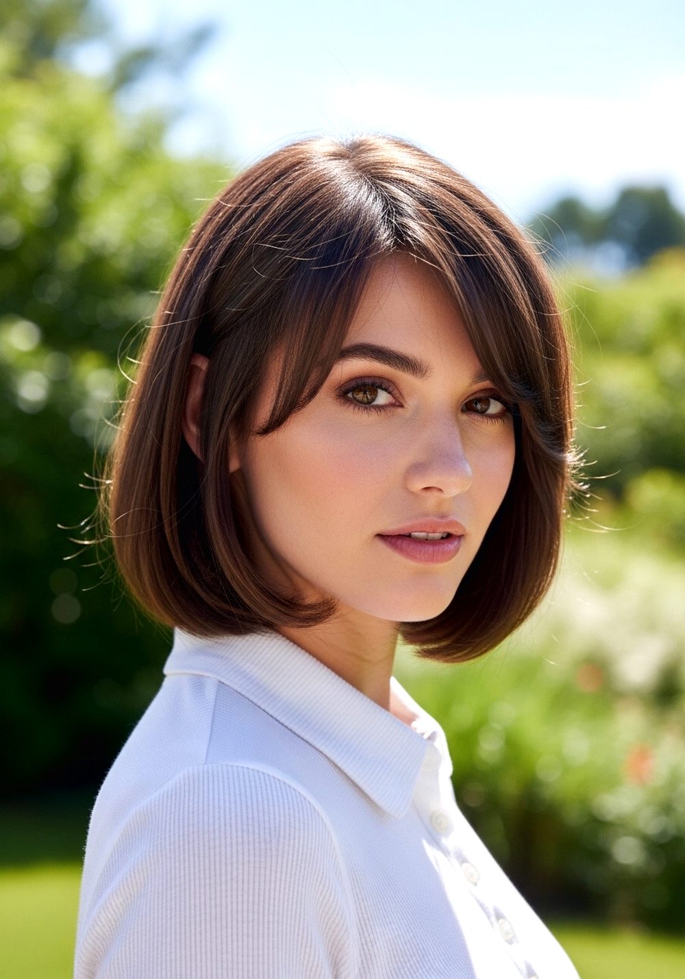 Elegant Side-Part French Bob with Side-Swept Bangs Hairstyle
