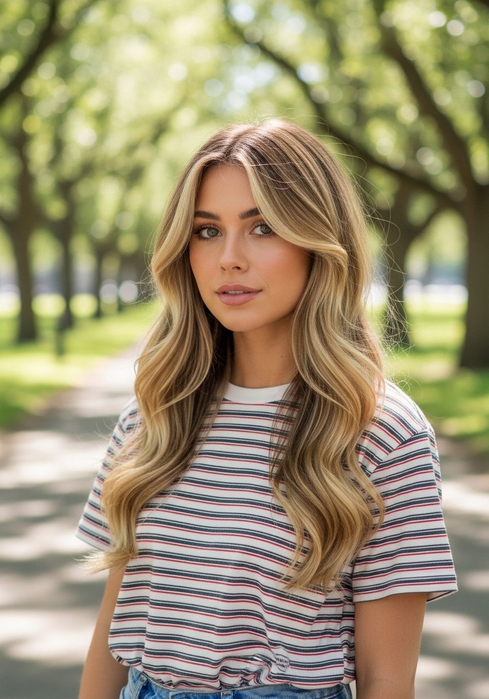 Face-Framing Honey Blonde Money Piece Blowout Waves Hairstyles