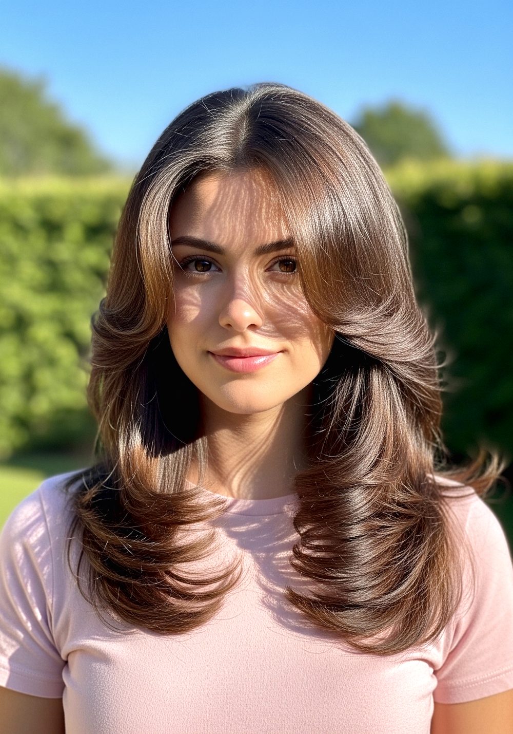 Face-Framing Layered Blowout Curls Hairstyle