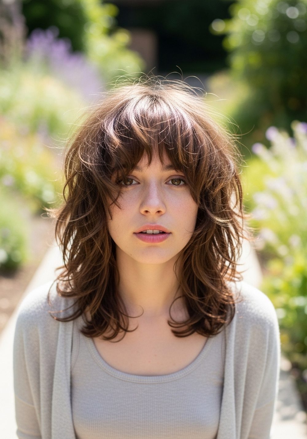 Front Layer Shaggy Lob Hairstyles