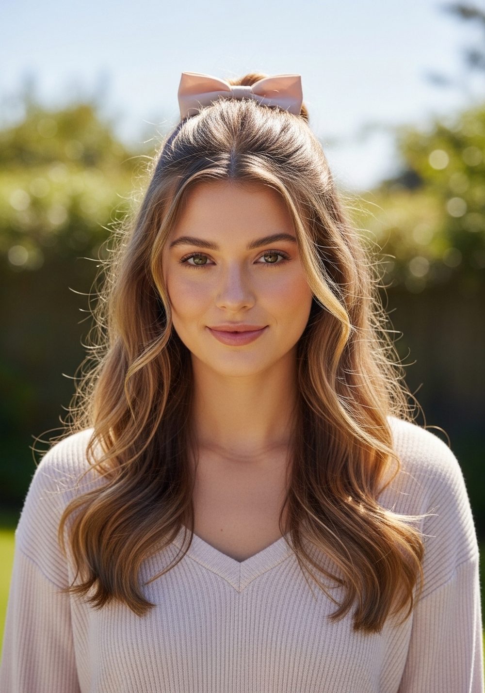 Half-Up Bow Clip Hairstyle