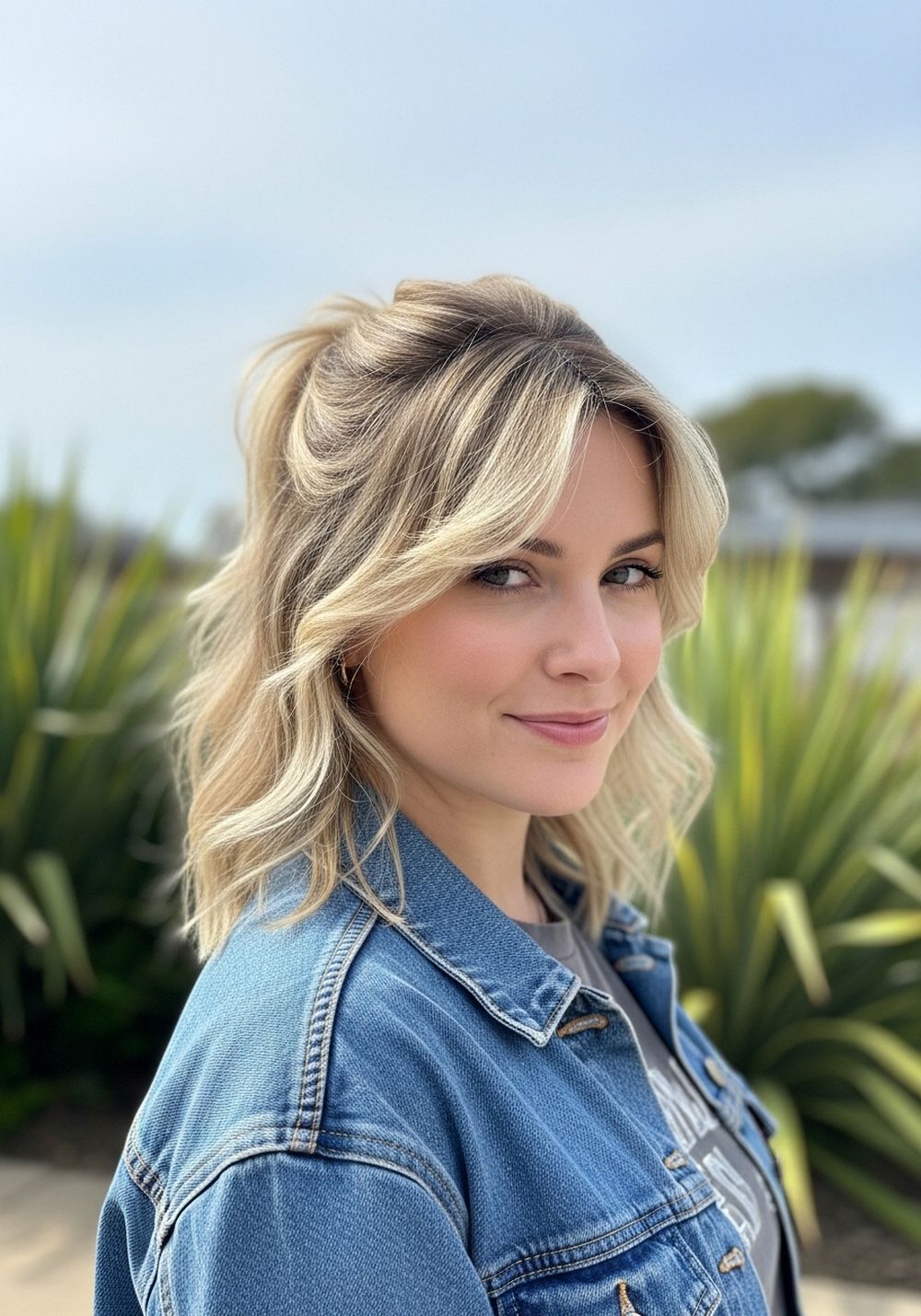 Half-Up Cool Blonde Butterfly Layers with Lifted Crown Hairstyles