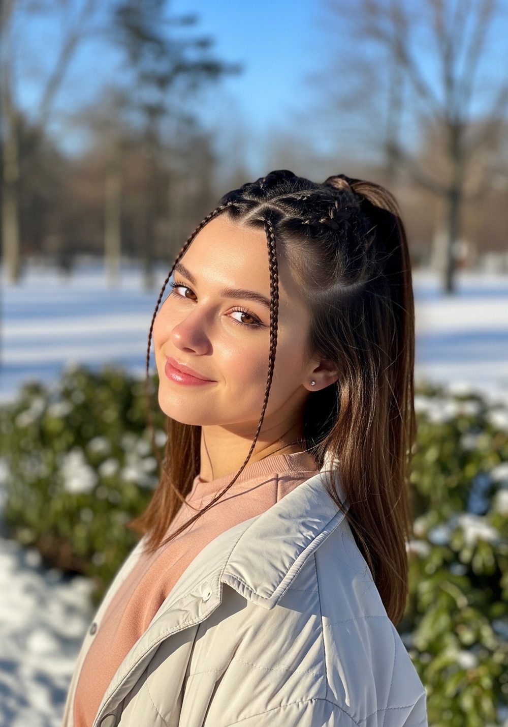 Half-Up Mini Braids Hairstyles