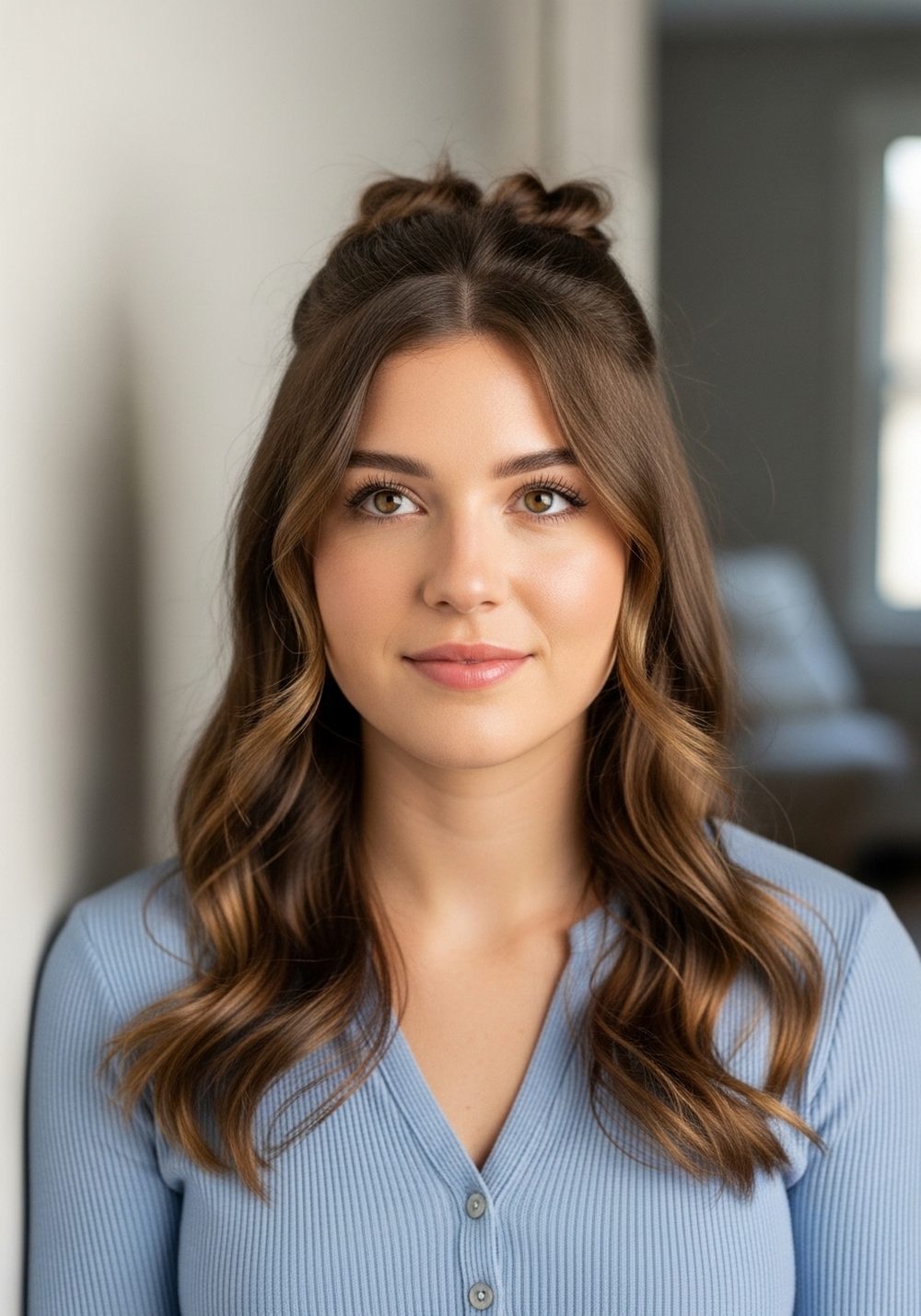 Half-Up Twisted Crown Hairstyle