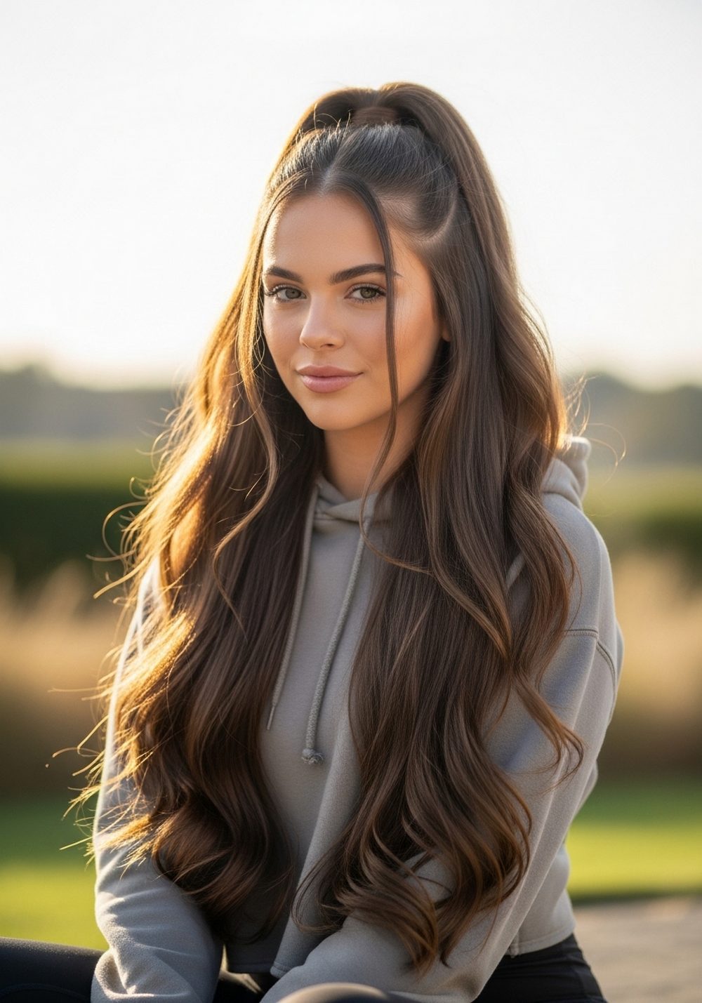 High Half-Up Half-Down Bundle Hairstyle