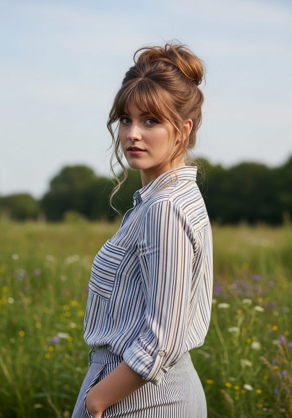 High Textured Bundle Updo Hairstyle