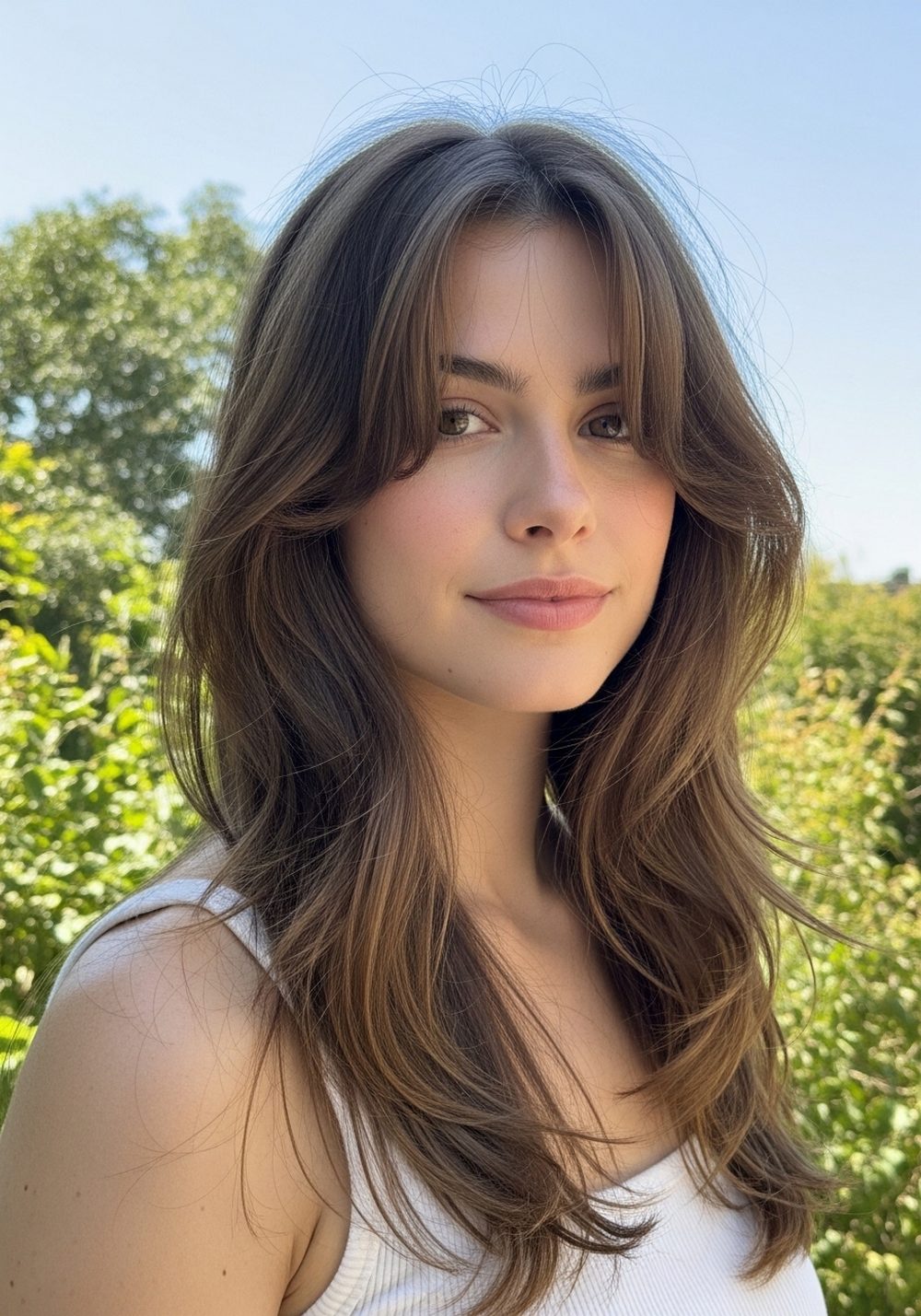 Lived-In Natural Long Layers with Curtain Bangs Hairstyle