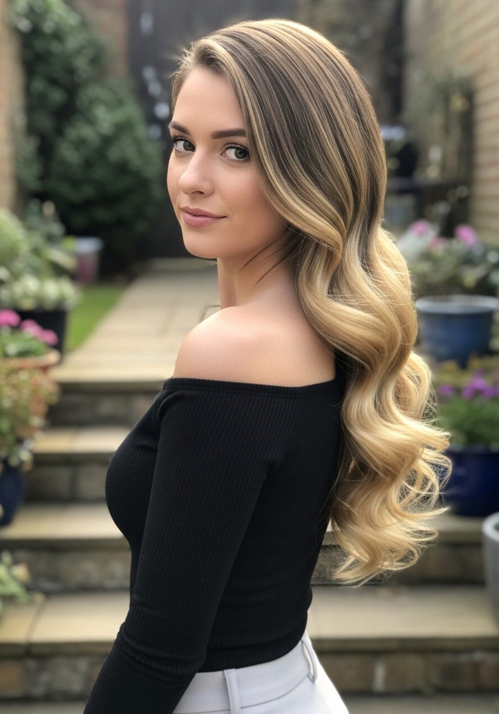 Long Side-Swept Hollywood Wave Bundle Hairstyles