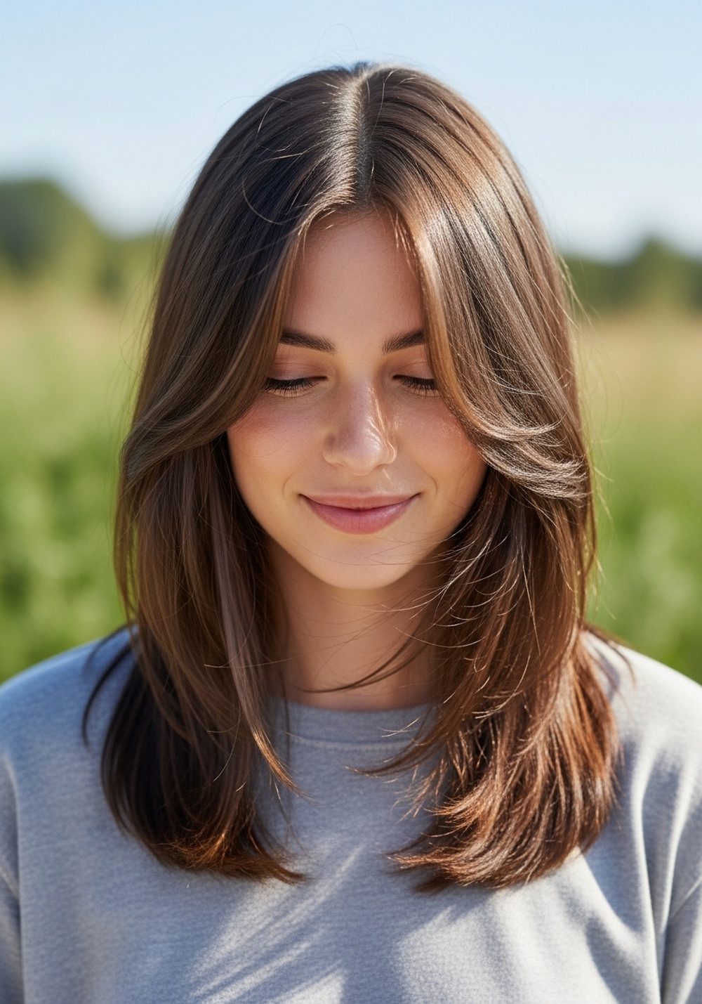 Long Straight Butterfly Cut Hairstyle