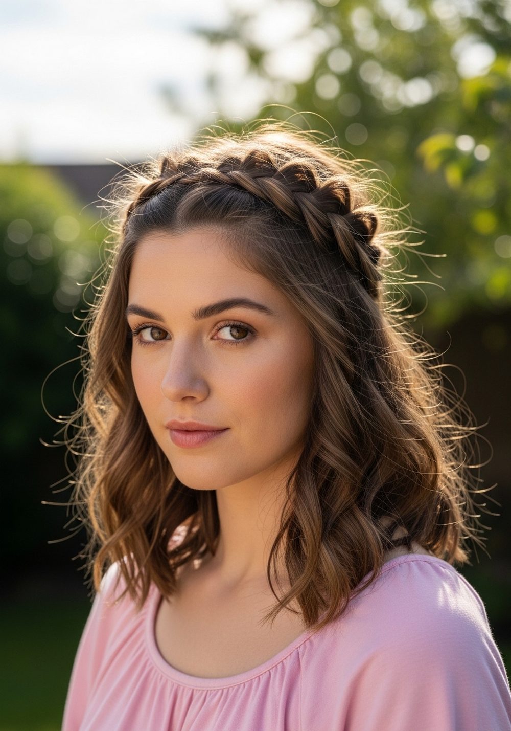 Loose Braided Crown Hairstyle