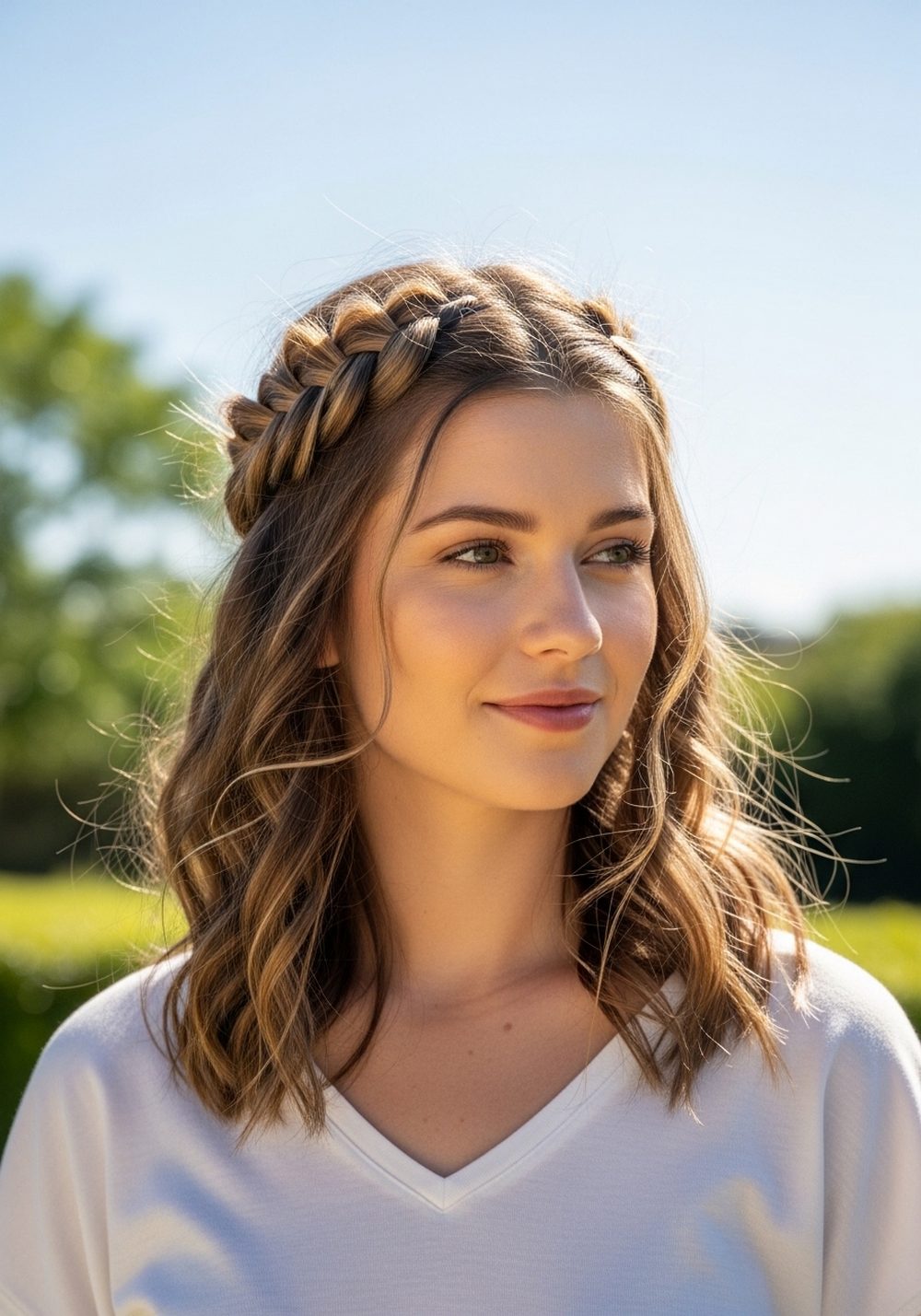 Loose Braided Crown Hairstyle