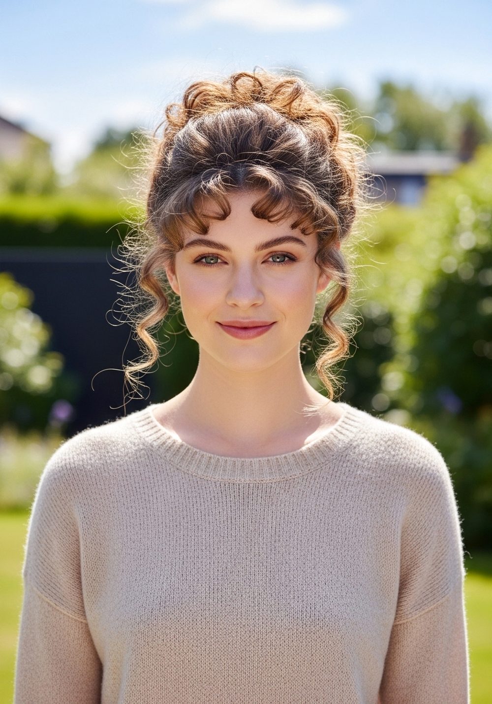 Loose Crown Soft Curly Messy Updo with Face-Framing Tendrils Hairstyle