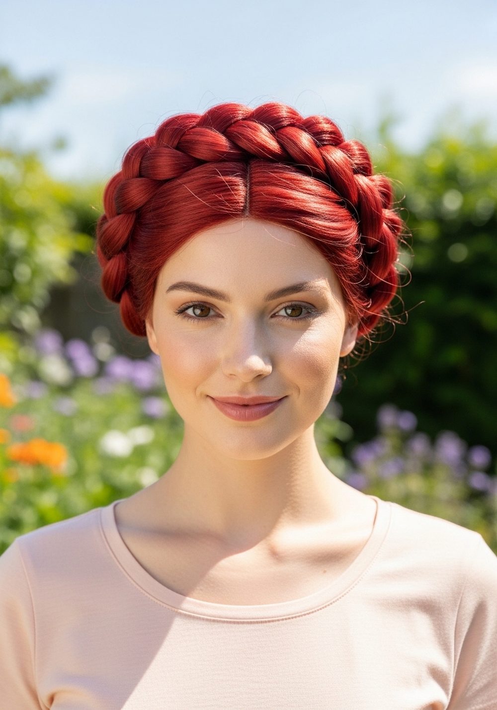 Red Braided Crown Hairstyles