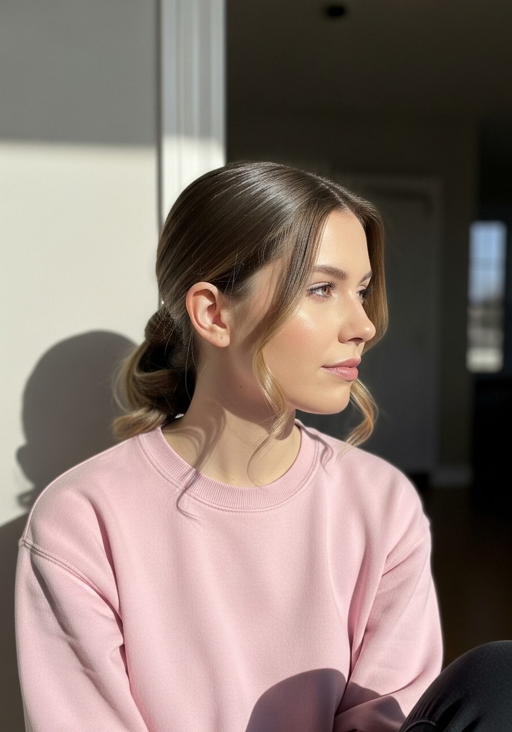 Ribbon-Soft Low Ponytail Hairstyle