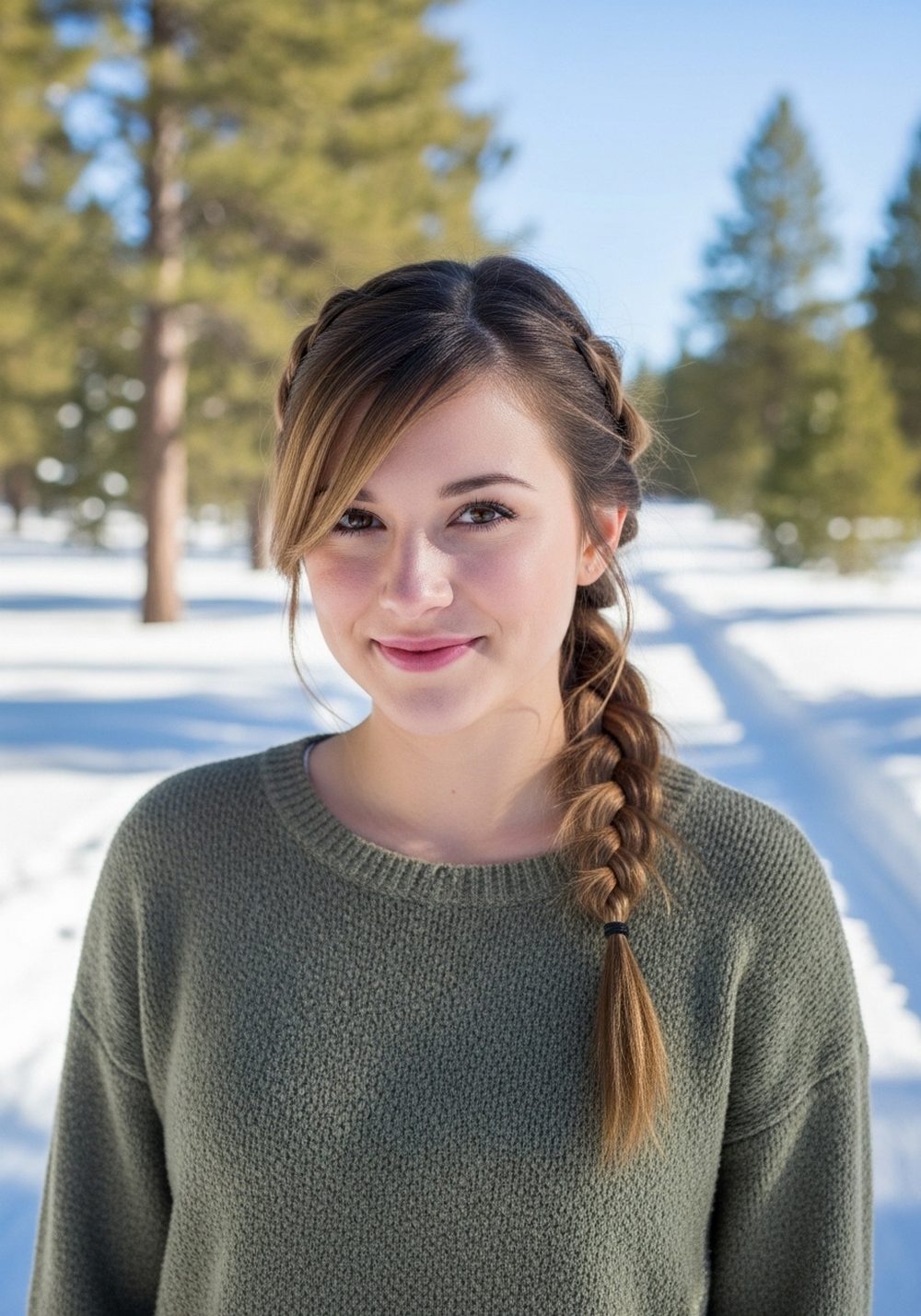 Side Braid Low Ponytail Hairstyle