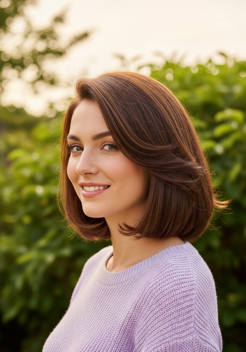 Side-Part Volume Flip Hairstyle