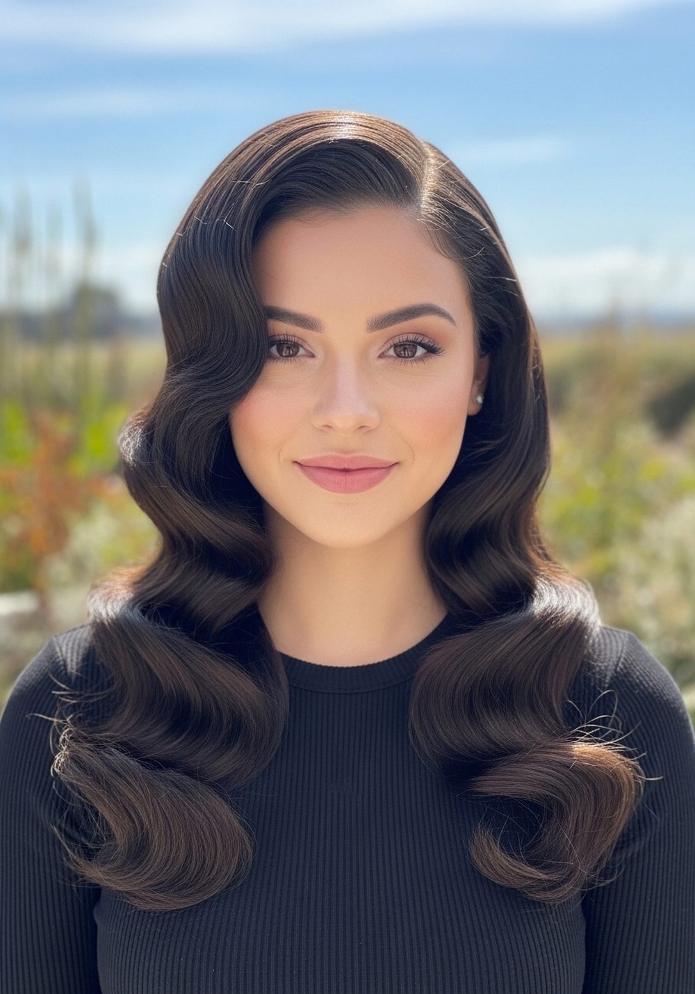 Side-Swept Old Hollywood Bundle Hairstyle