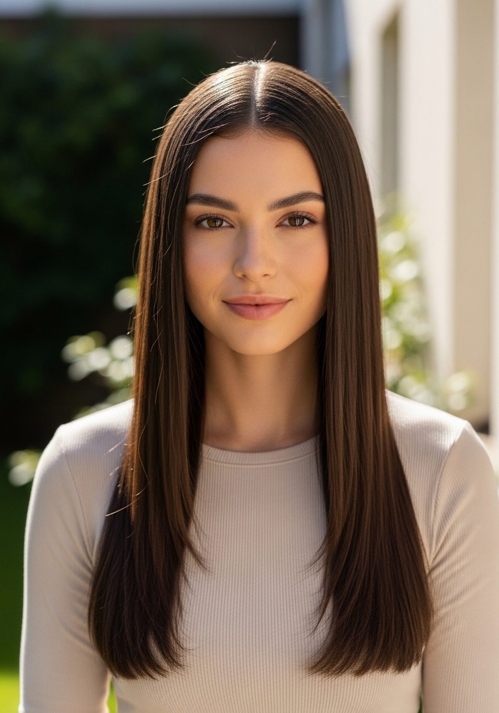 Sleek Middle Part Bundle Hairstyle