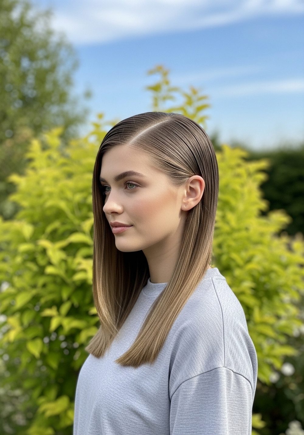 Sleek Side-Part Length Hairstyle