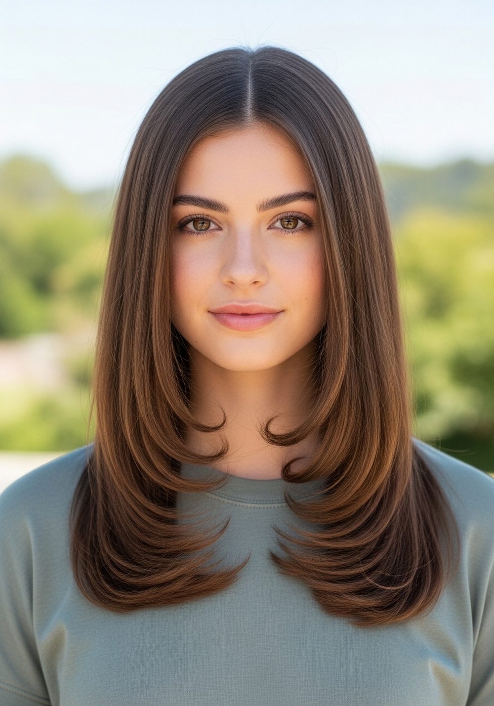 Smooth Round End Bottom Layer Cut Hairstyle