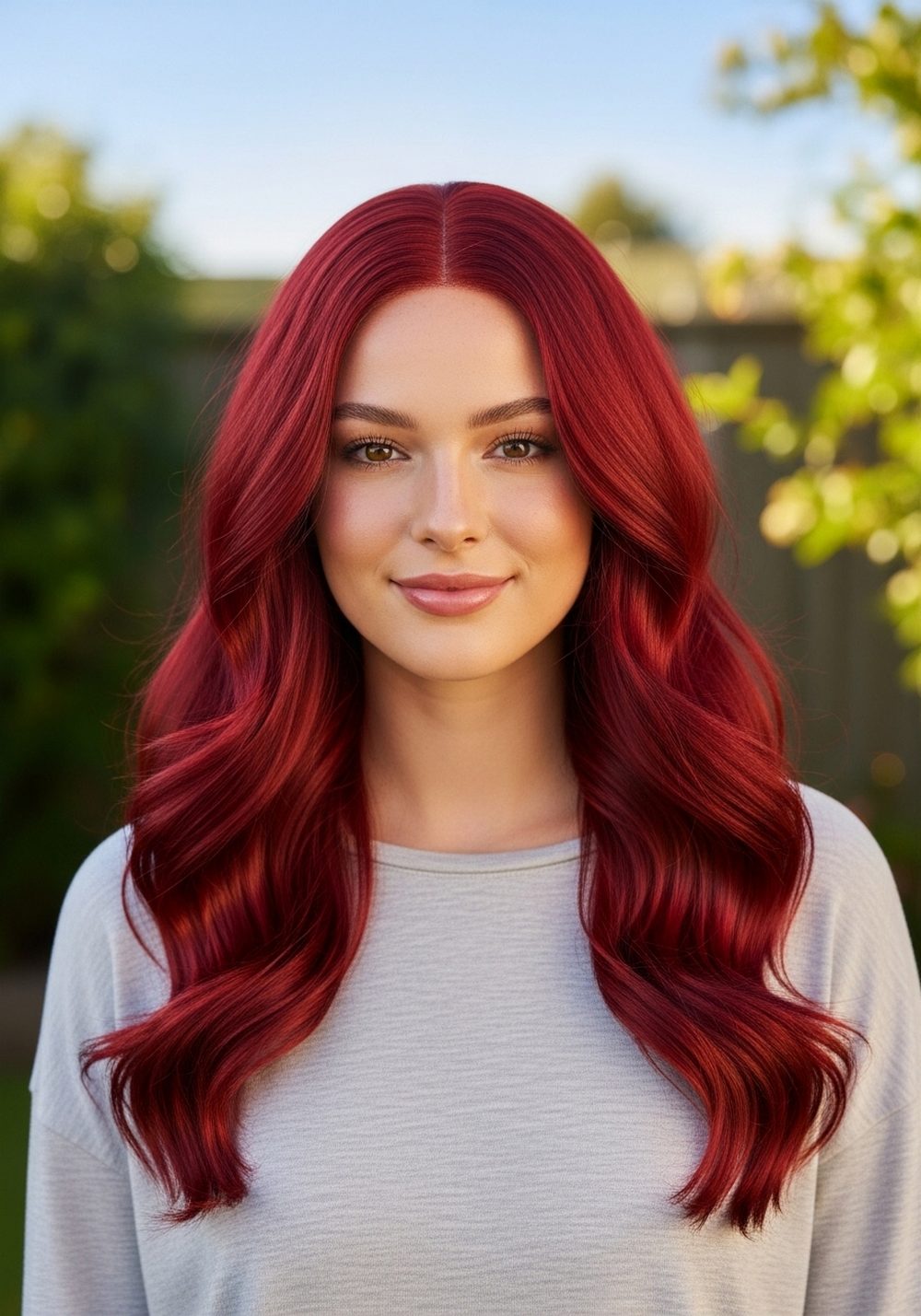 Soft Body Wave Red Wig Hairstyle