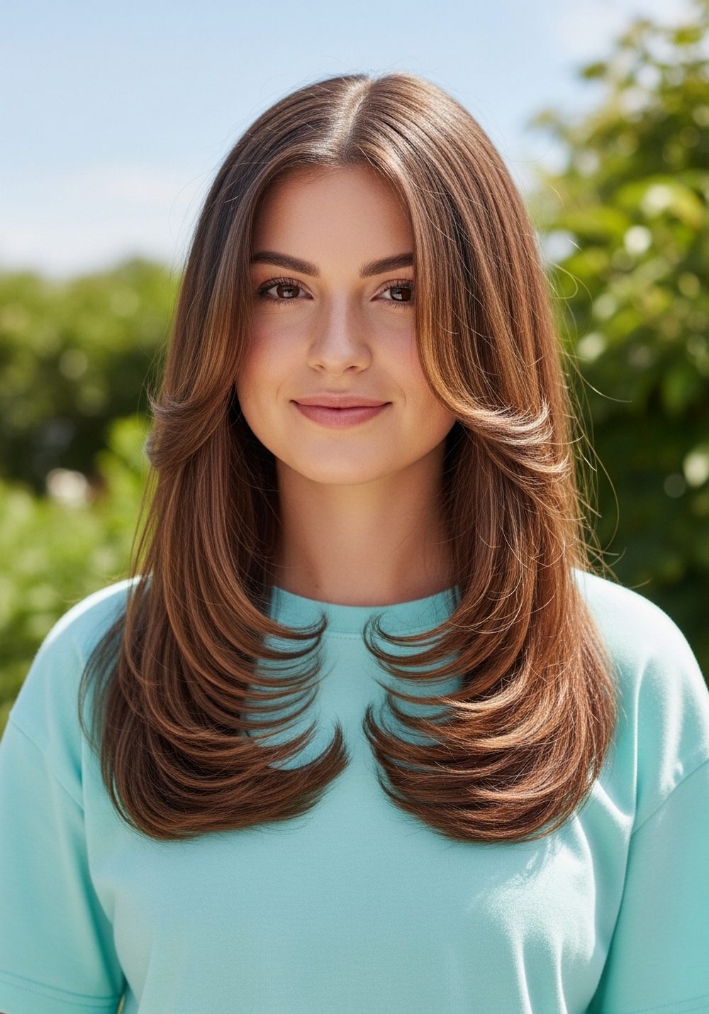 Soft U-Shape Bottom Layer Cut Hairstyle