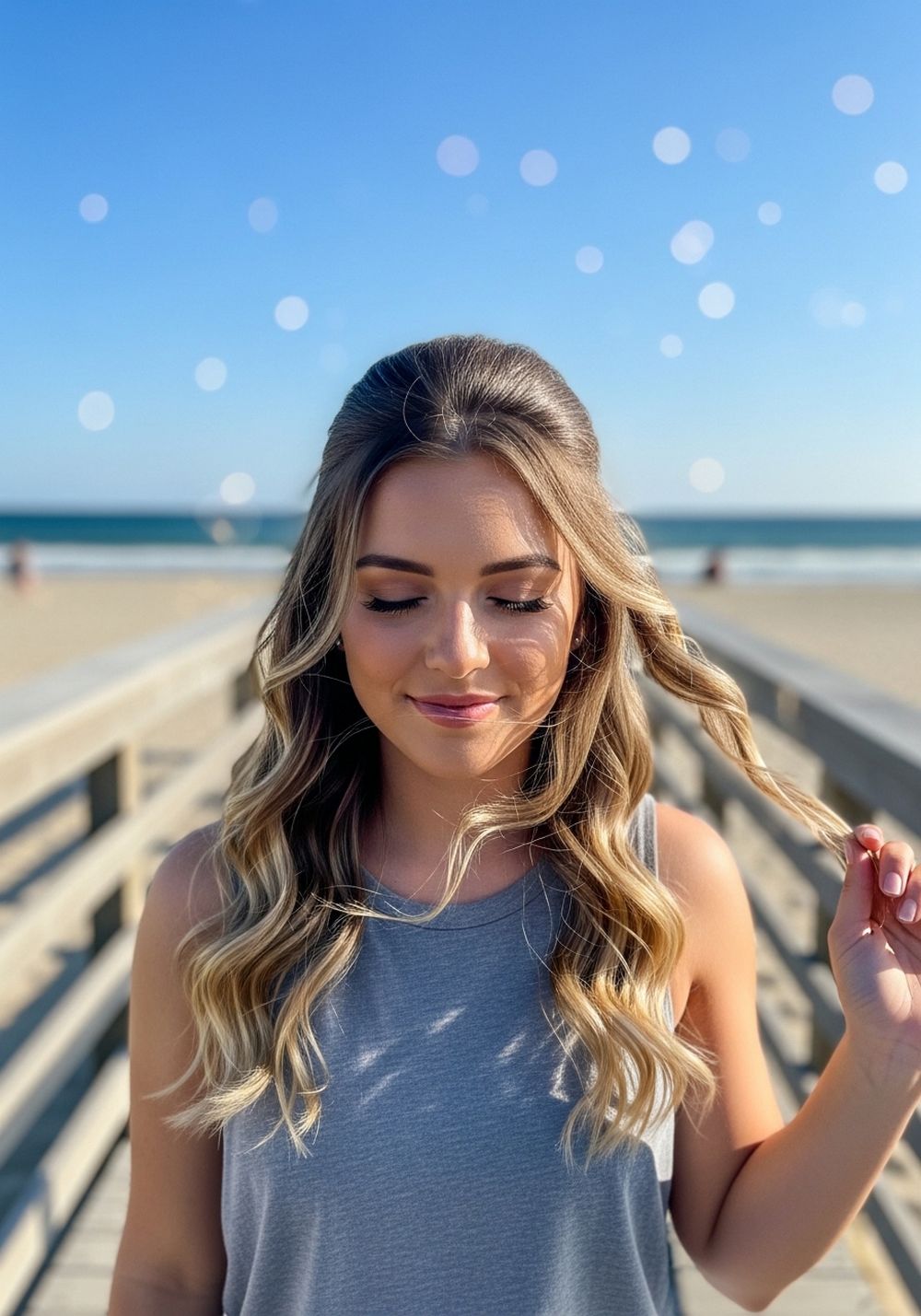 Soft Waves Half-Up Center-Part Curls Hairstyle