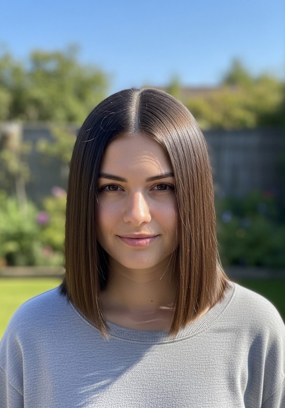 Straight Blunt Lob Hairstyle