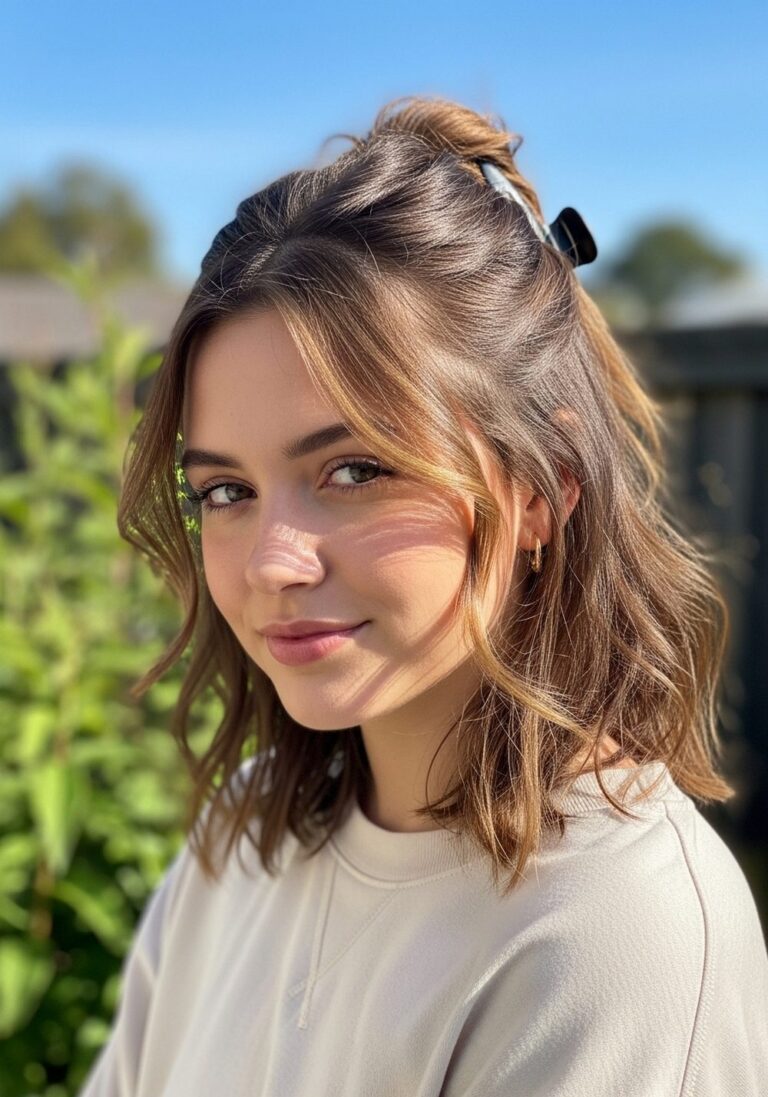 Textured Half-Up Clip Hairstyle