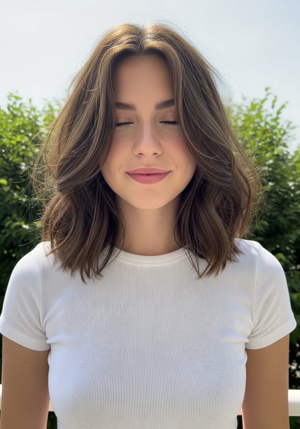 Textured Shoulder-Length Lob Hairstyle