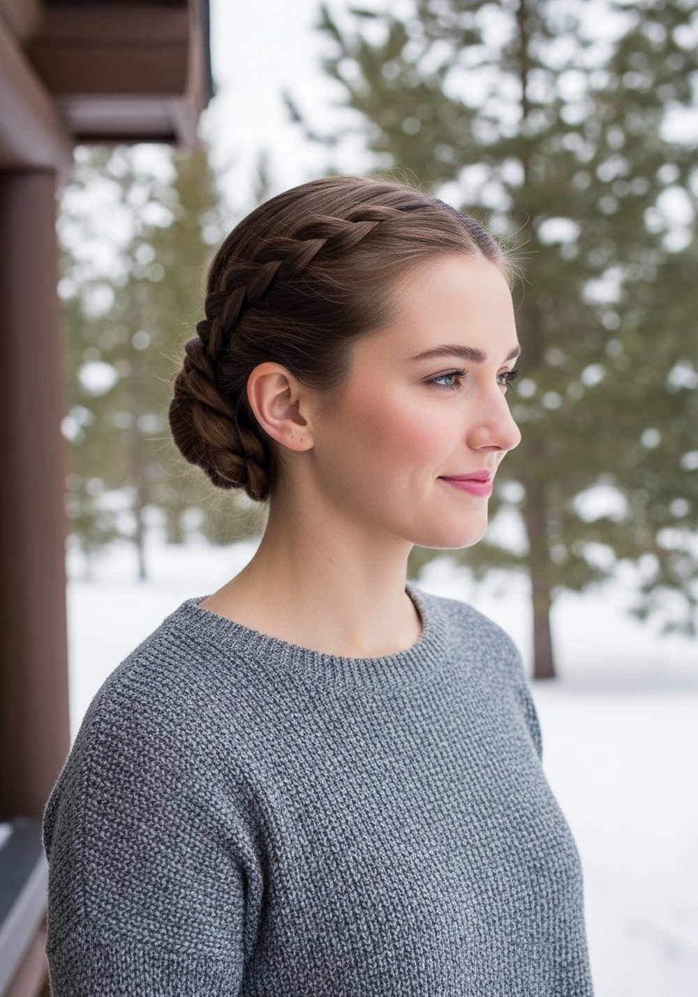 Tucked Low Braided Bun Hairstyle