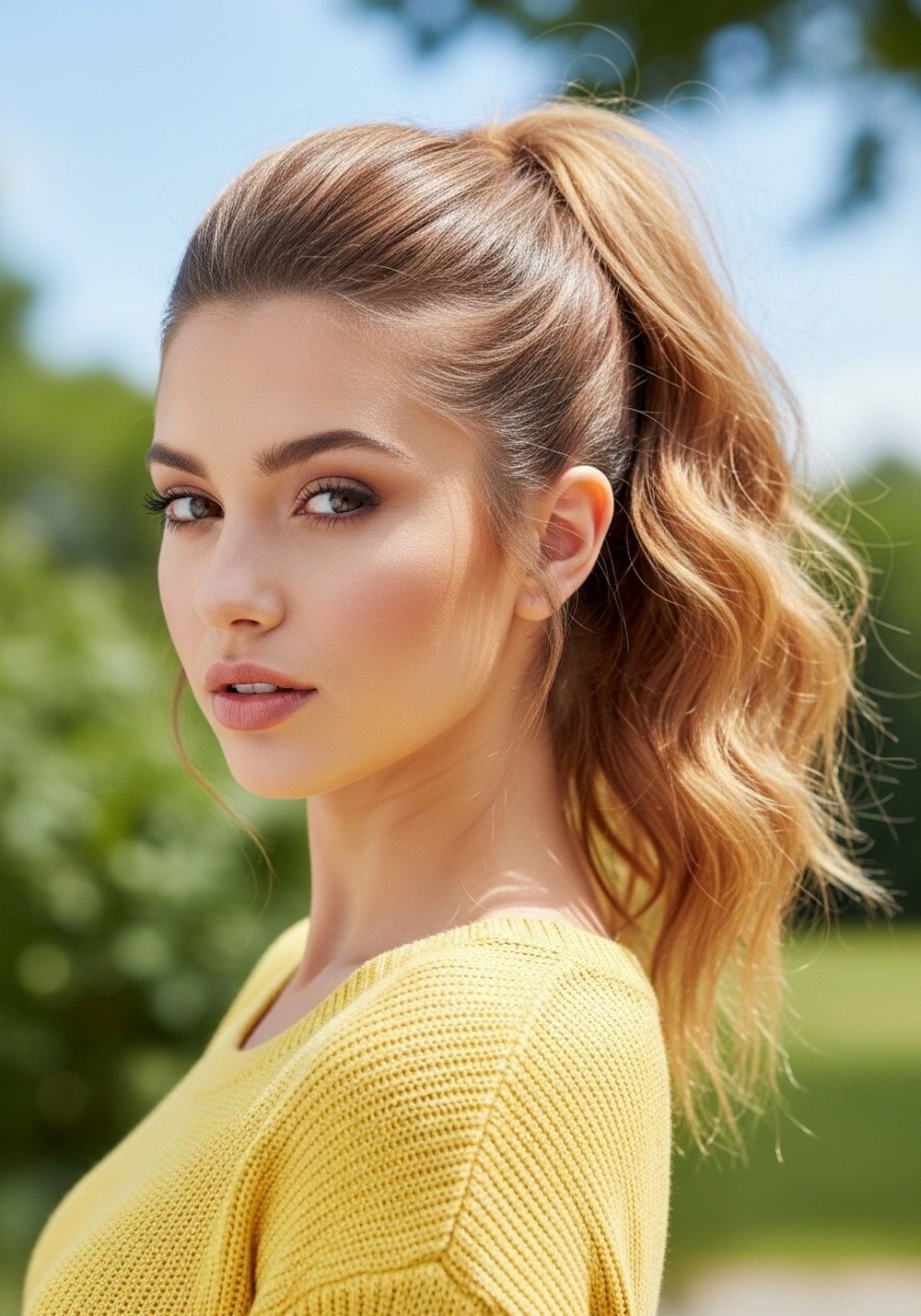 Voluminous High Ponytail Hairstyle