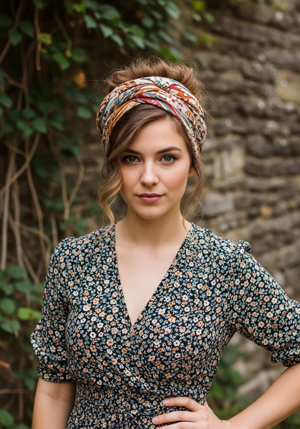 Wrapped Scarf Bundle Hairstyle