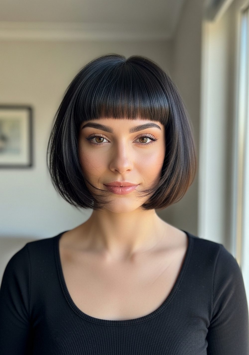 Blunt Fringe Bixie Cut Hairstyle