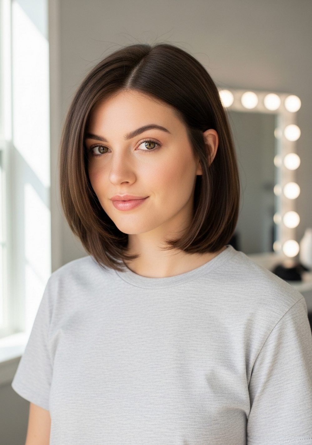 Chin-Framing Asymmetrical Lob Hairstyle