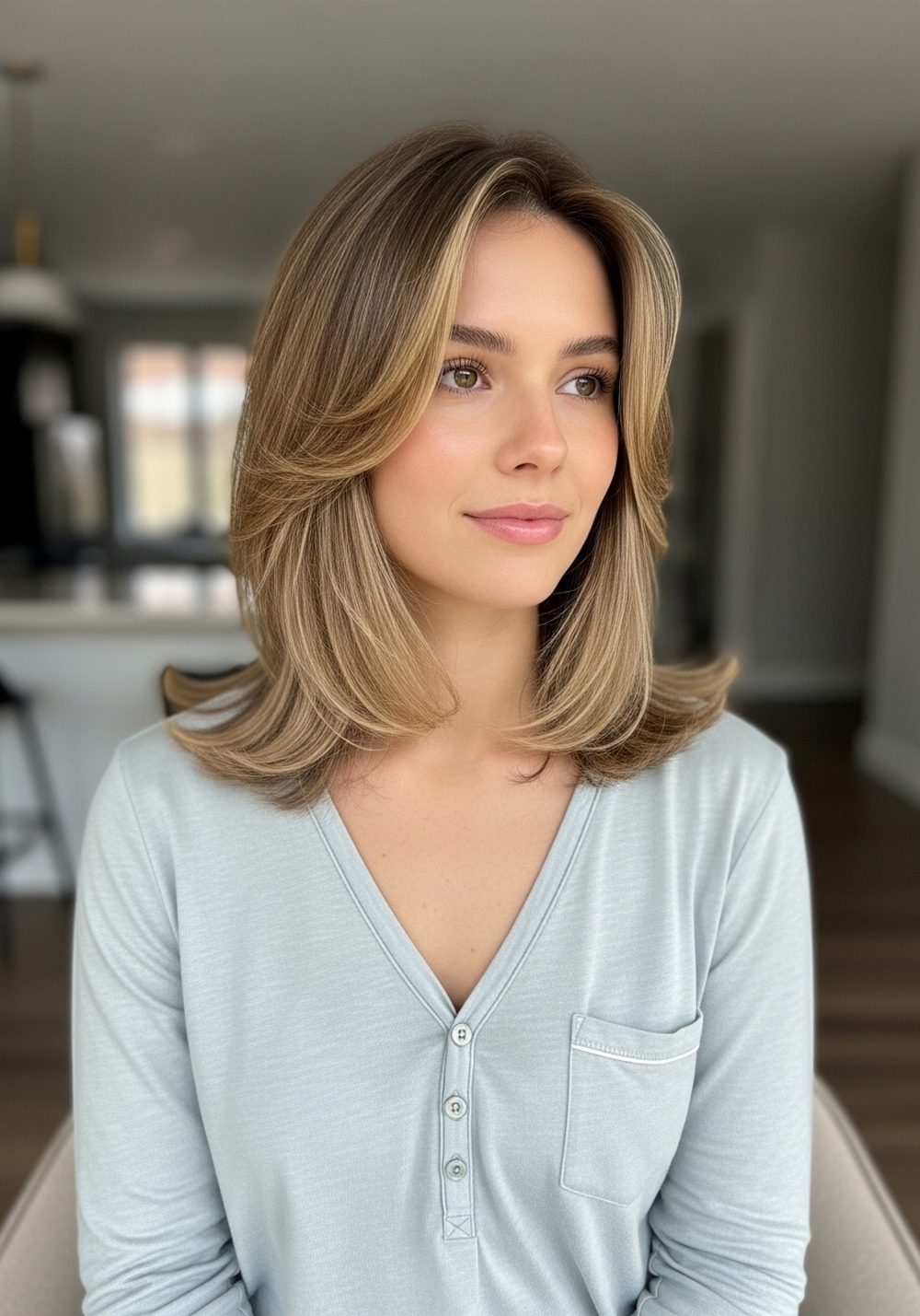 Collarbone Feathered Layers Hairstyle