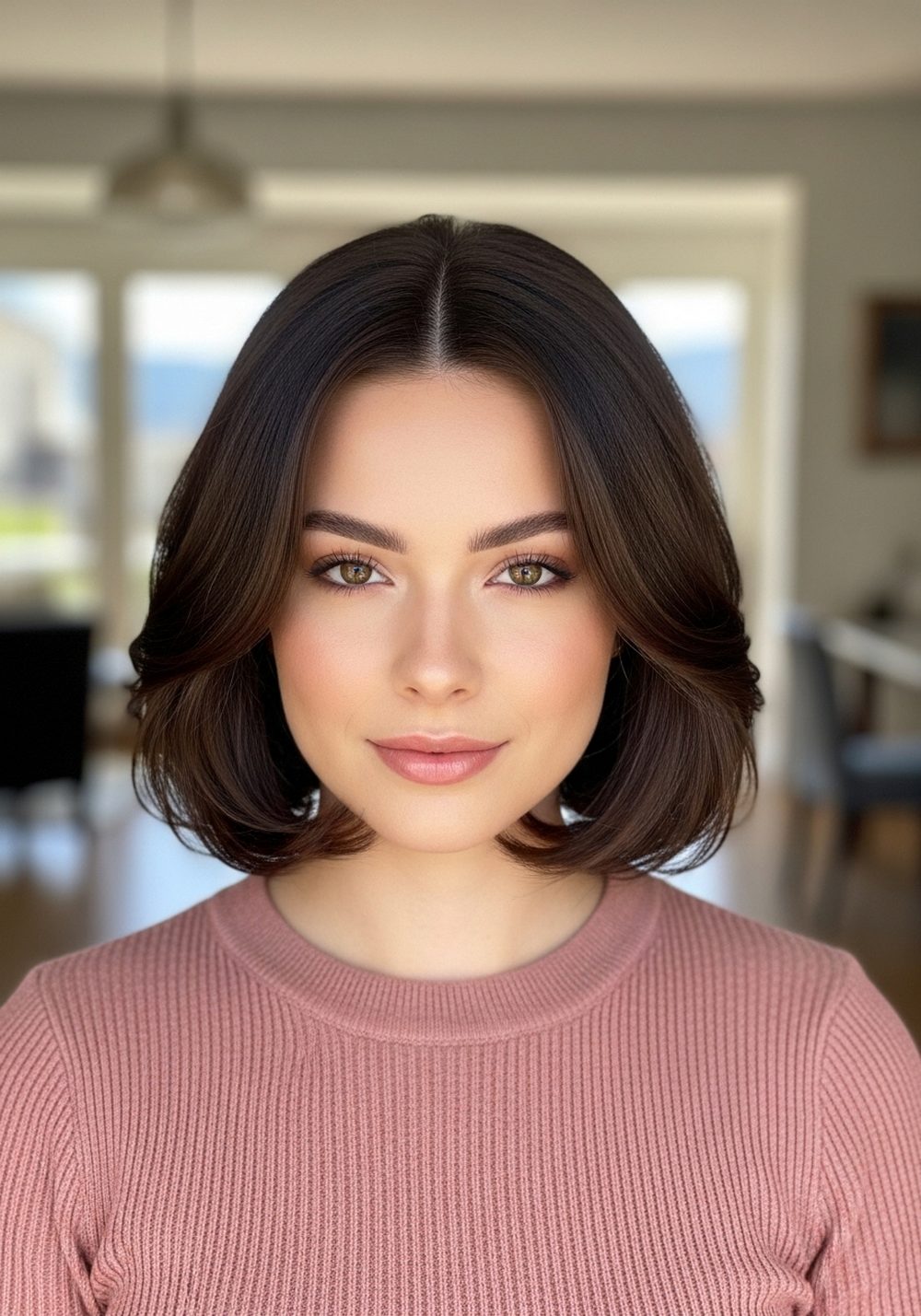 Curled-End Bubble Bob Hairstyle