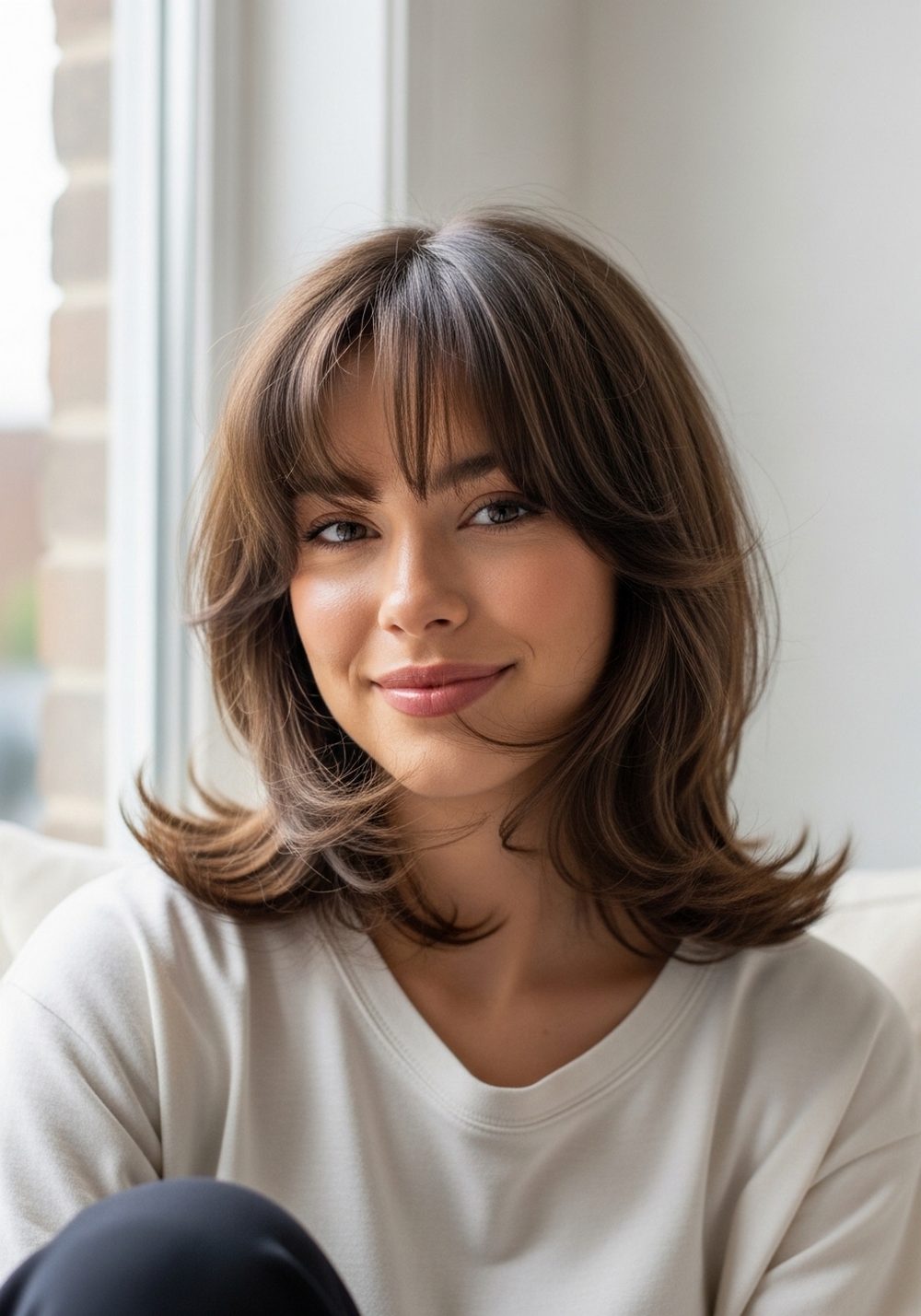Curtain Bang Butterfly Cut Hairstyle
