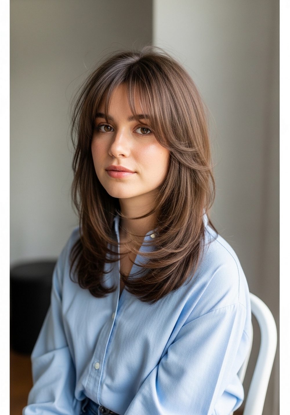 Curtain Bang Butterfly Cut Hairstyle