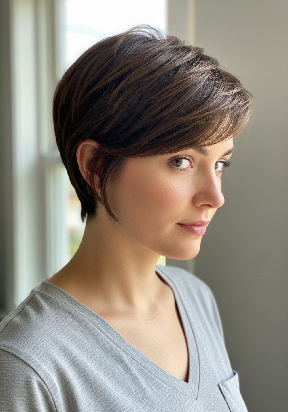 Curved Cheekbone Contour Pixie Hairstyle