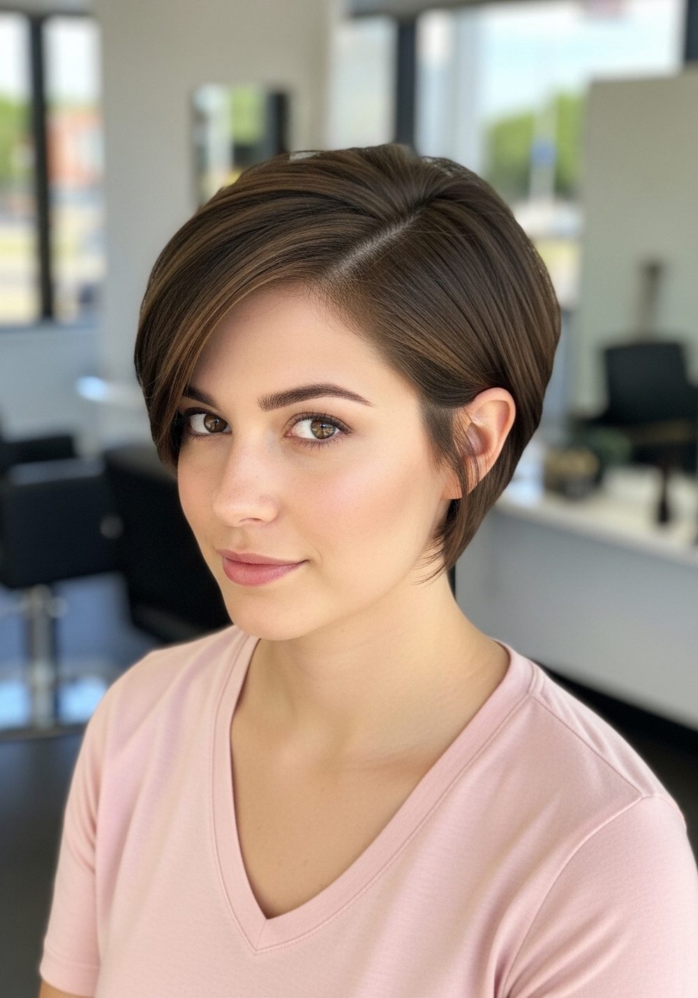 Curved Temple Contour Pixie Hairstyle