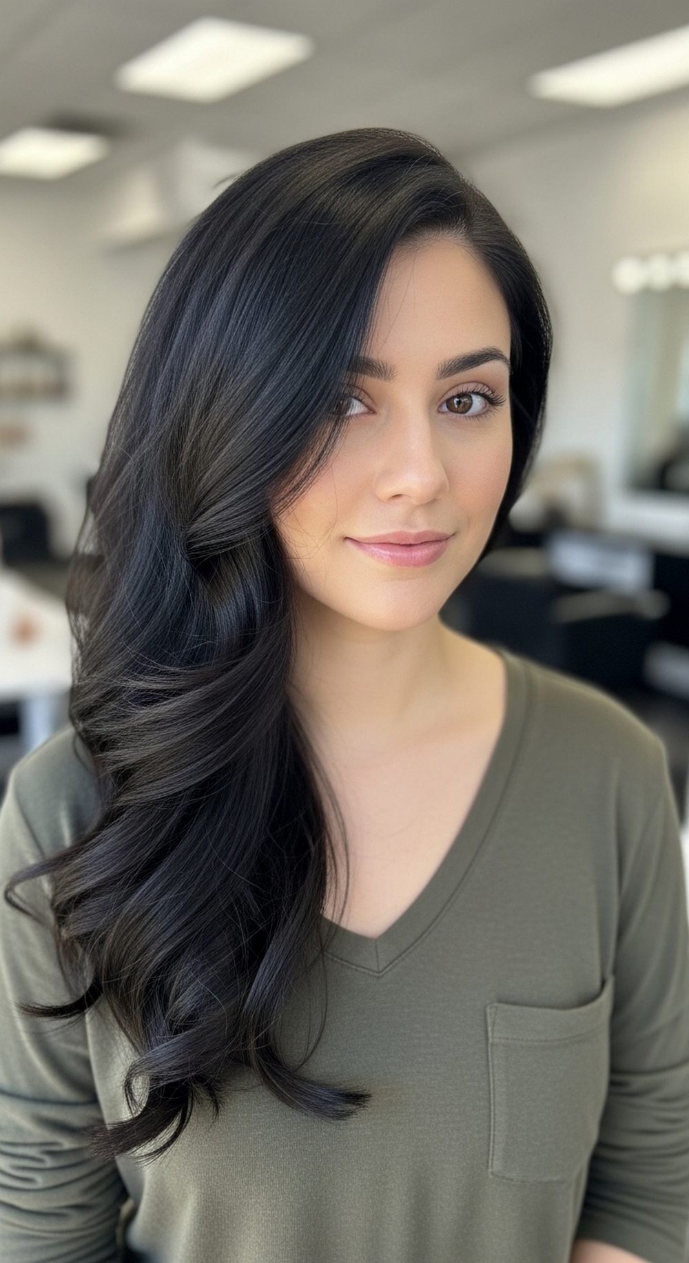 Deep-Part Cascading Gothic Waves Hairstyle