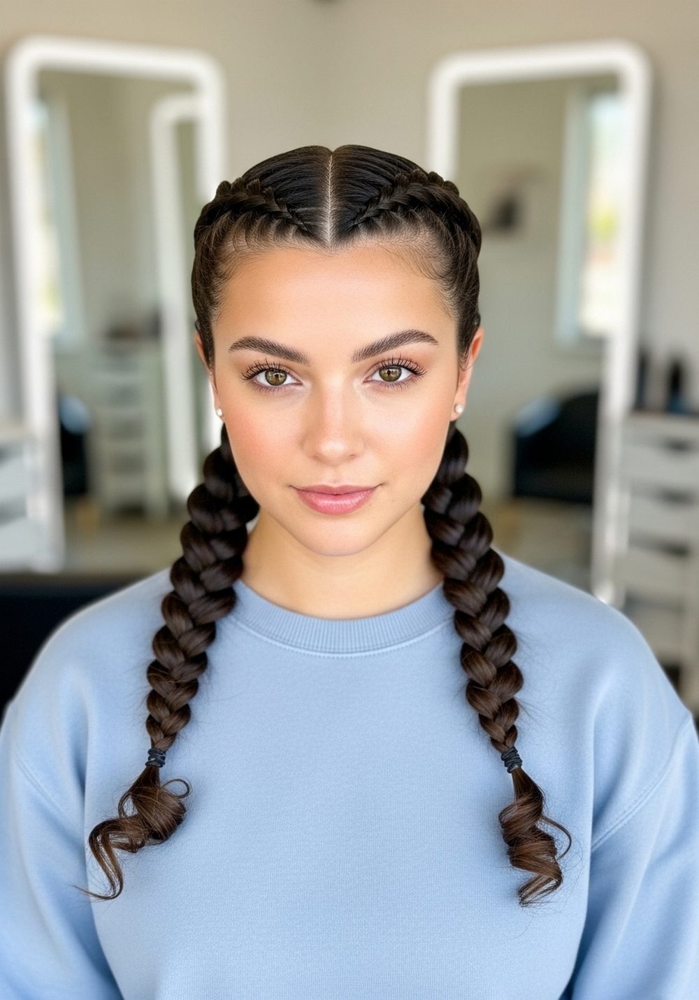 Double Dutch Braids Softball Hairstyle