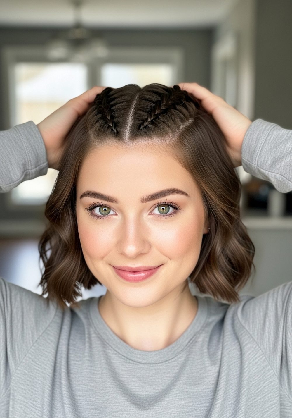 Double Side Braid Softball Hairstyle