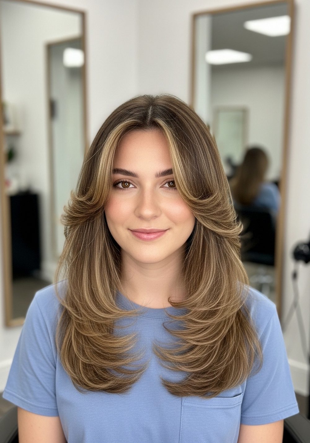 Feathered Front Long Layers Hairstyle