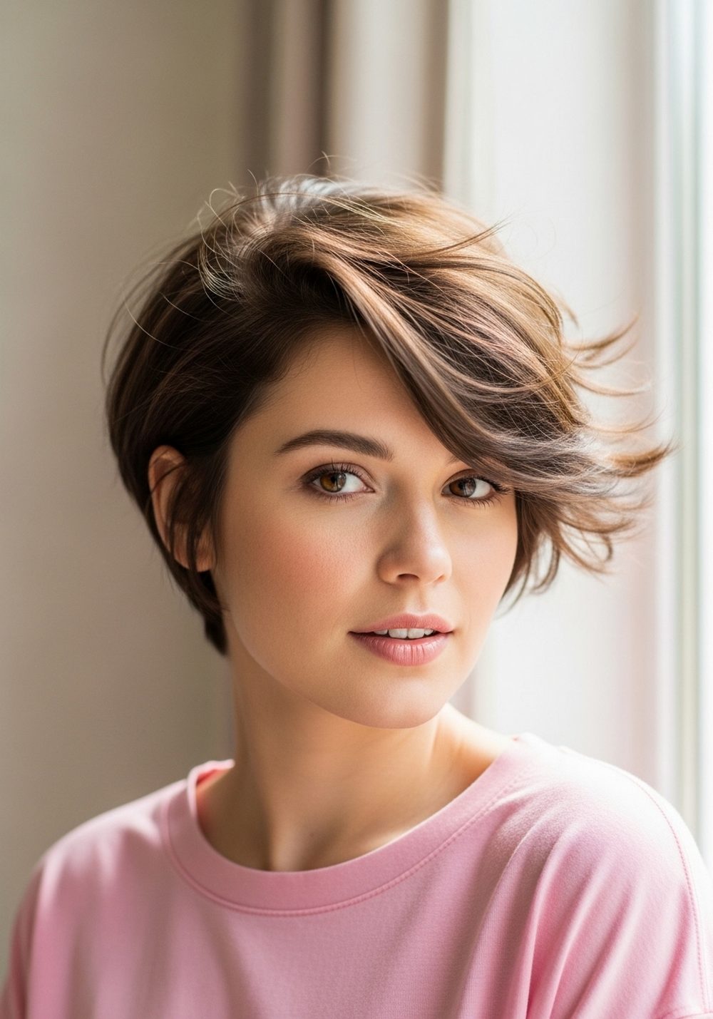 Feathered Volume Bixie Cut Hairstyle